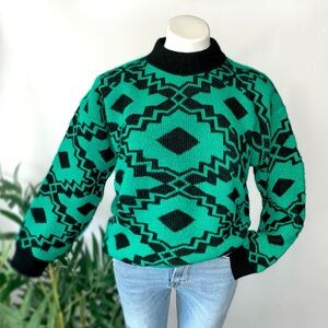 v i n t a g e :: Bold Geometric Metallic Knit Sweater